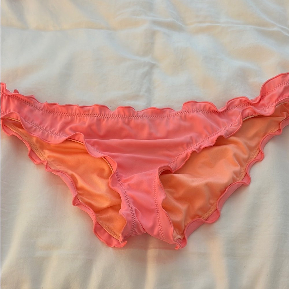 Women's Pink Ruffle Trim Bikini Bottoms